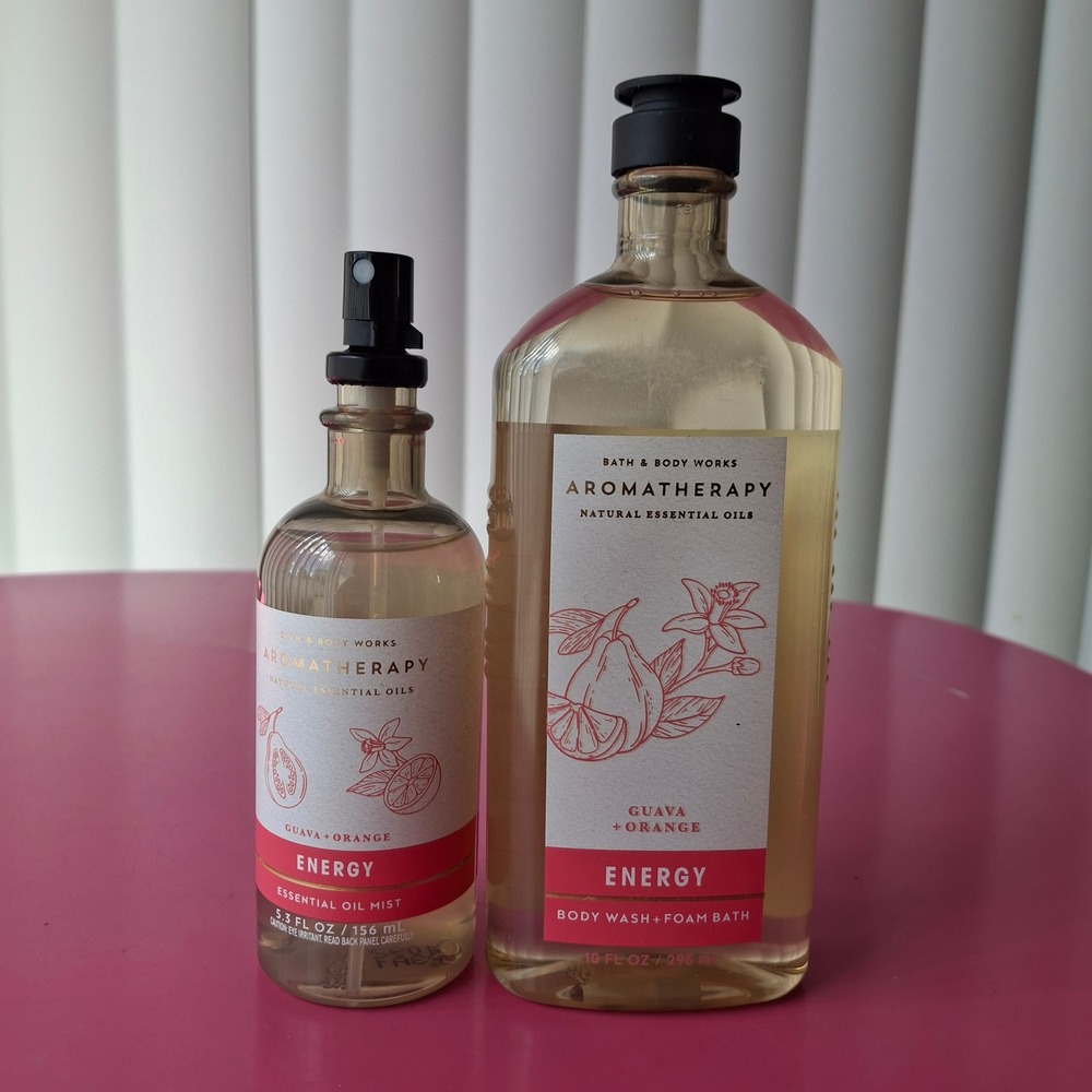 Bath & Body Works GUAVA+ORANGE ENERGY Body Wash Essential Oil Mist Set of 2